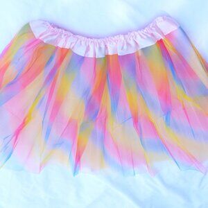 TUTU MULTI-COLOR RAINBOW WITH PINK TOP EDGE (REGULAR SIZE)